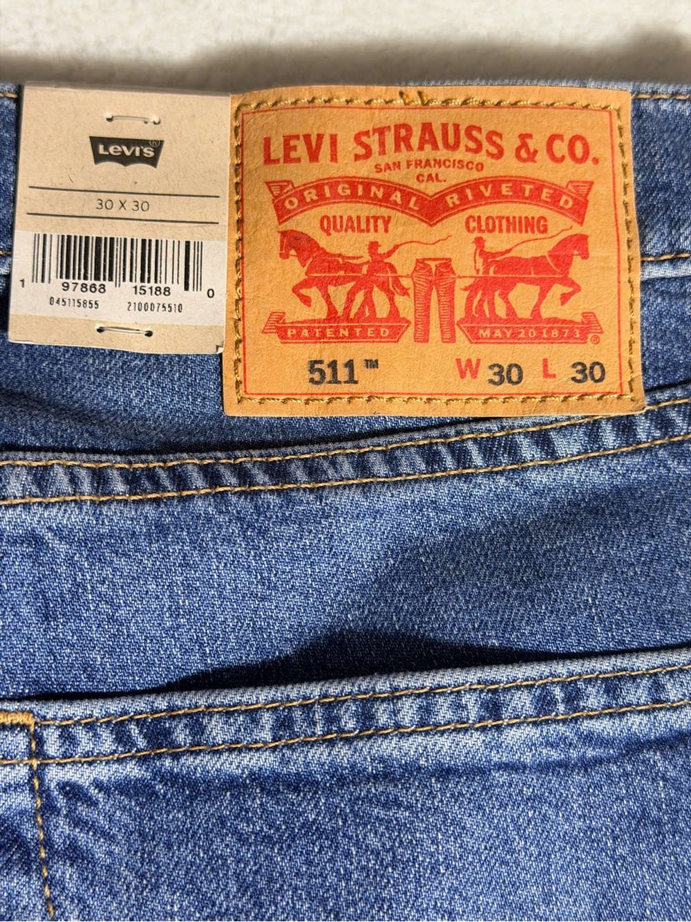 Levi's 511 Slim Fit Stretch Jeans Men's 30x30 Blue Denim New with Tags - Picture 6 of 6